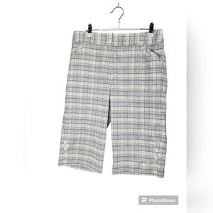 Nike Golf Women Chino Golf Shorts Sz 12 Plaid Fit Dry Stretch Active Performance
